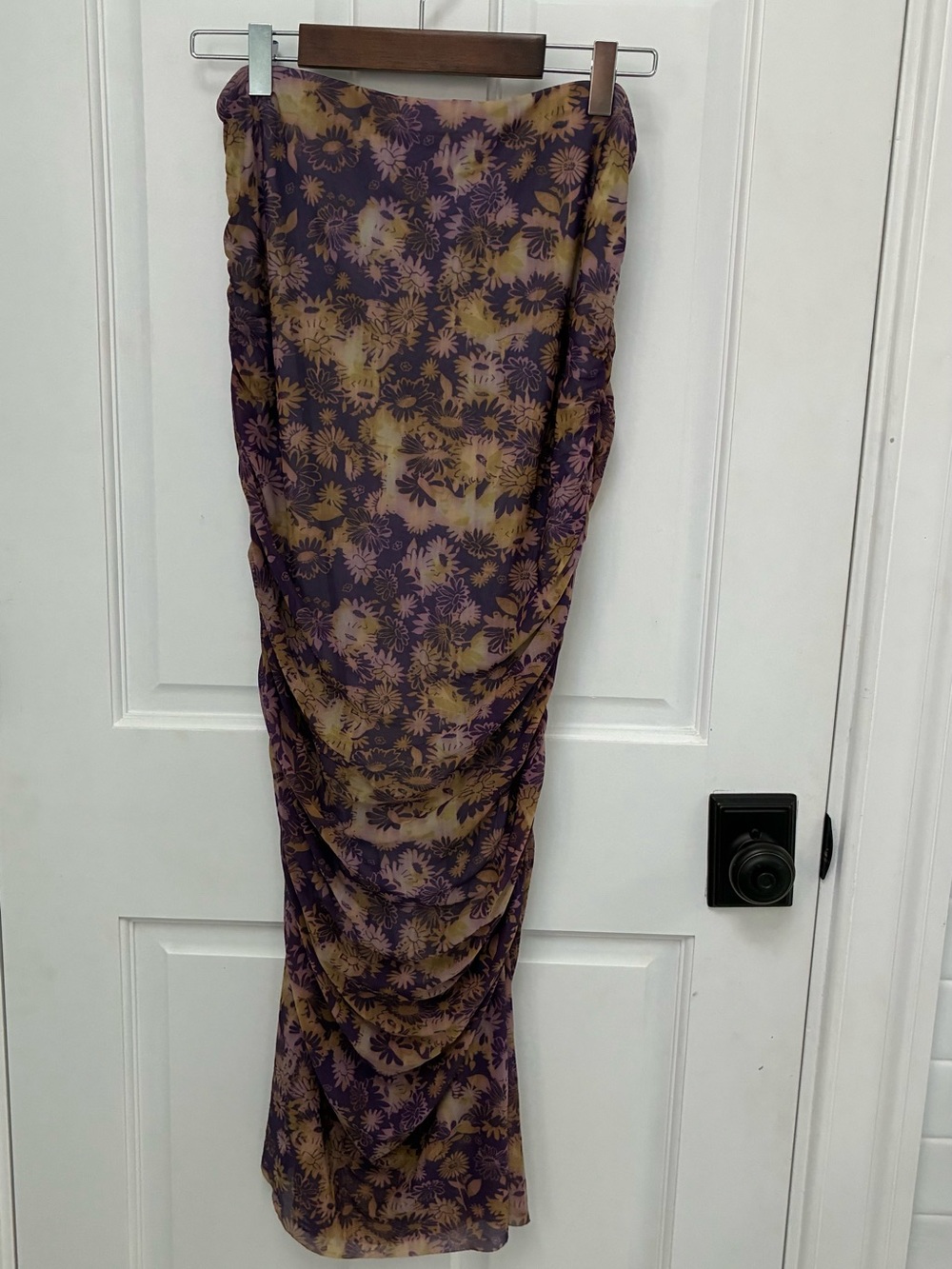 Anthropologie Purple and Gold Floral Maxi Skirt